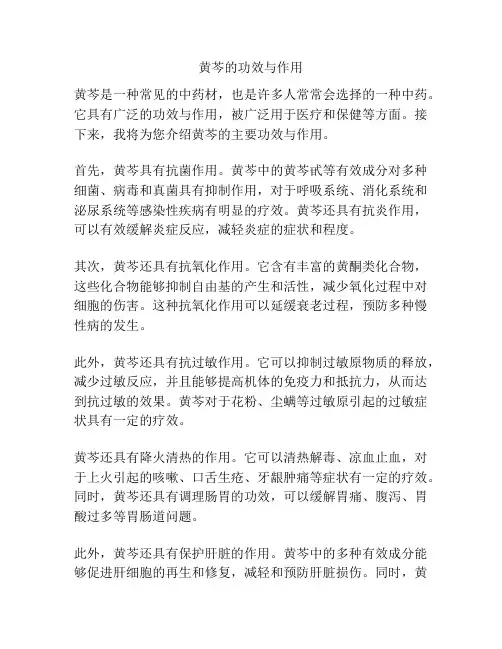 黄芩的功效与作用
