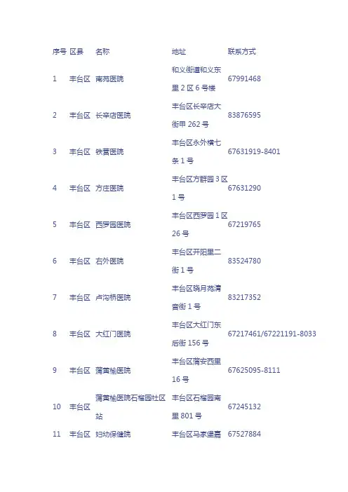 丰台区流感疫苗接种点