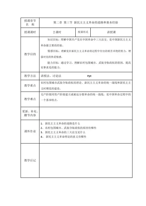 2018毛概第二章新民主主义革命理论