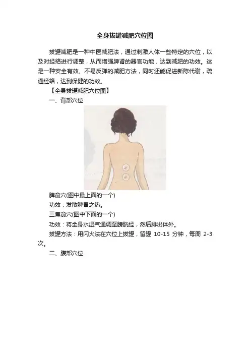 全身拔罐减肥穴位图