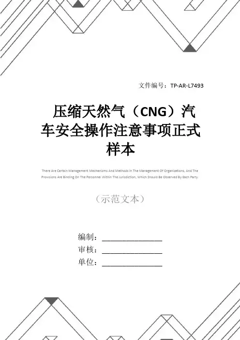 压缩天然气(CNG)汽车安全操作注意事项正式样本
