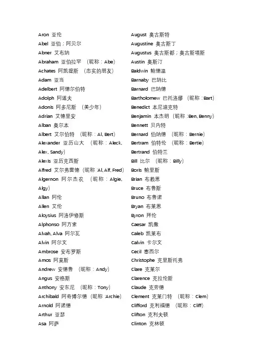 外国人名大全 男名