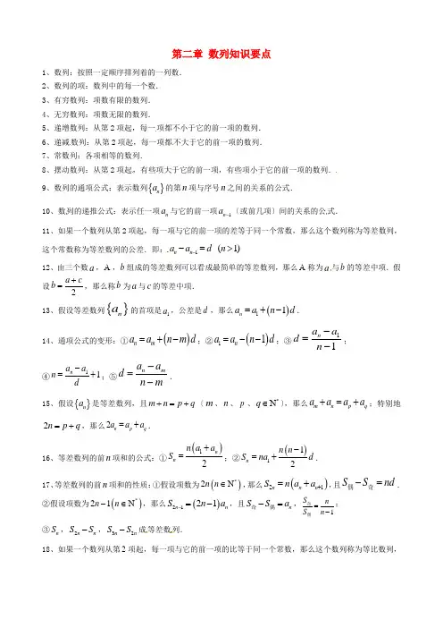 (整理版)第二章数列知识要点