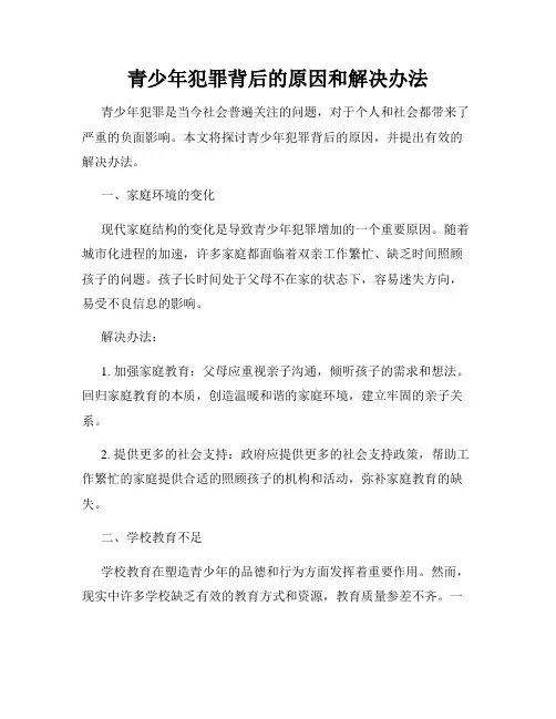 青少年犯罪背后的原因和解决办法