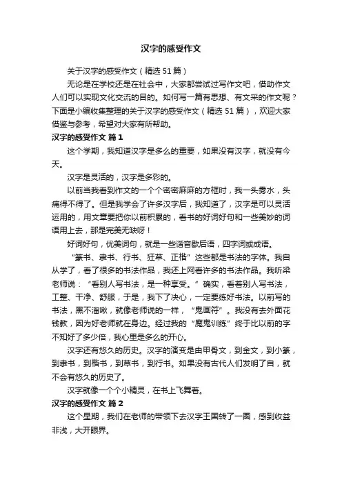 关于汉字的感受作文（精选51篇）