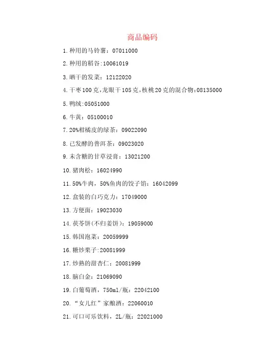 商品编码——精选推荐