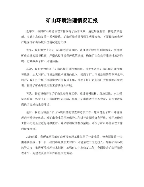 矿山环境治理情况汇报
