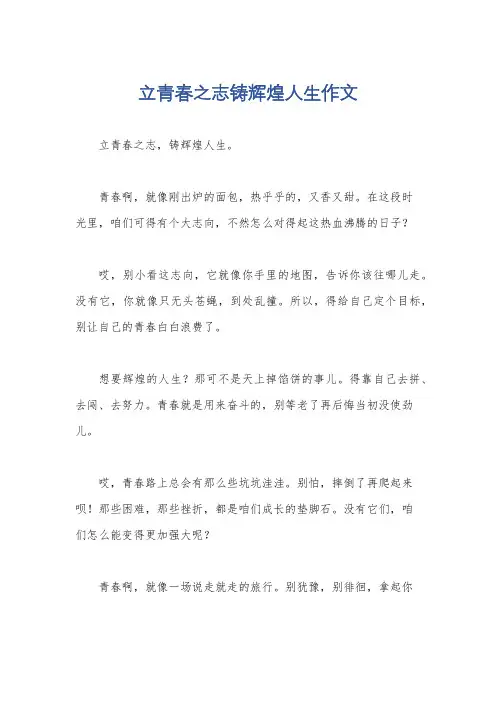 立青春之志铸辉煌人生作文