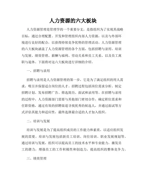 人力资源的六大板块