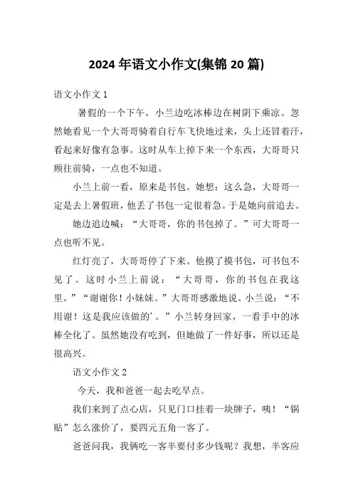 2024年语文小作文(集锦20篇)