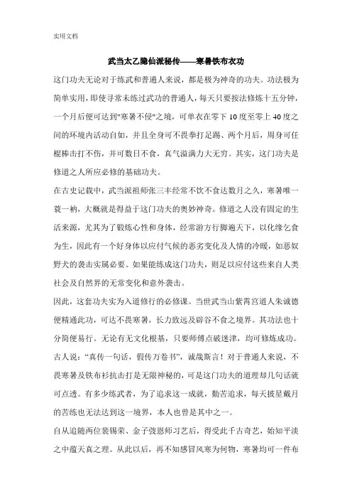 武当太乙隐仙派秘传