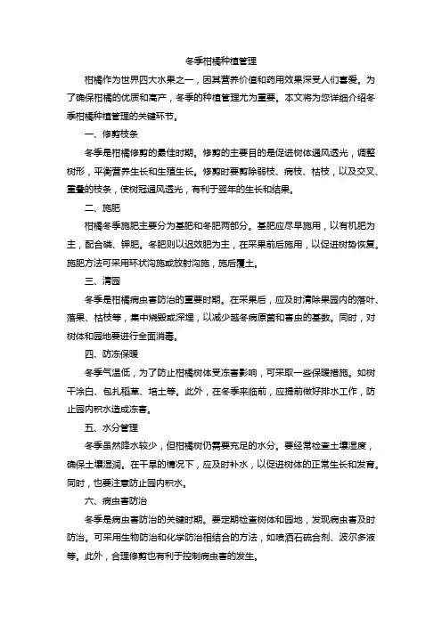 冬季柑橘种植管理