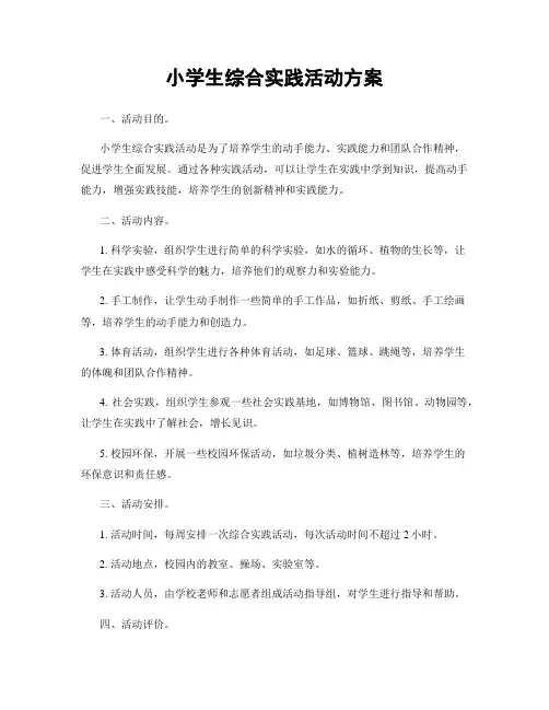 小学生综合实践活动方案