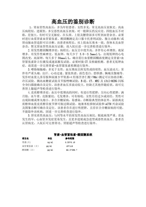 高血压的鉴别诊断