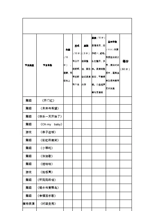 六一节目评分表