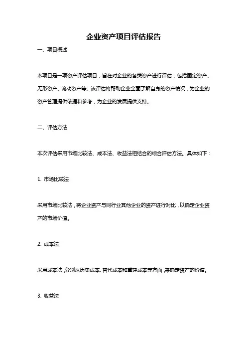 企业资产项目评估报告