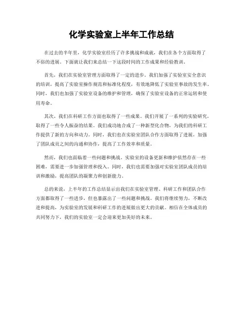 化学实验室上半年工作总结