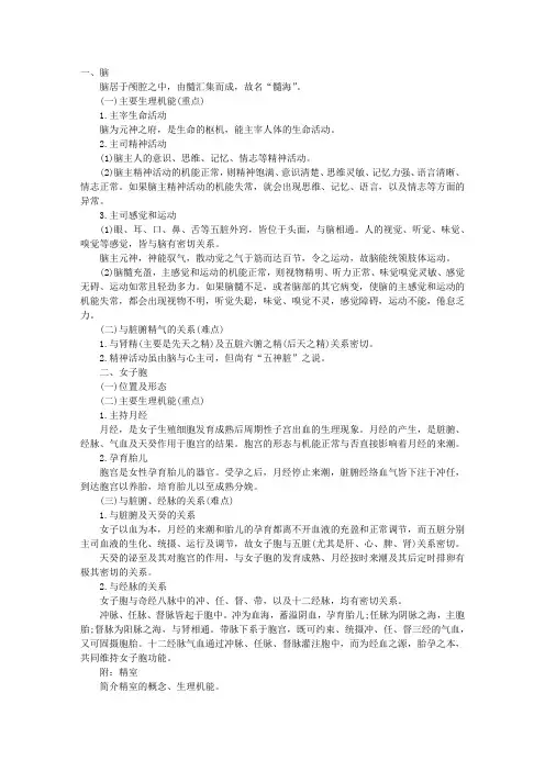 中医执业医师中医基础理论复习：奇恒之腑