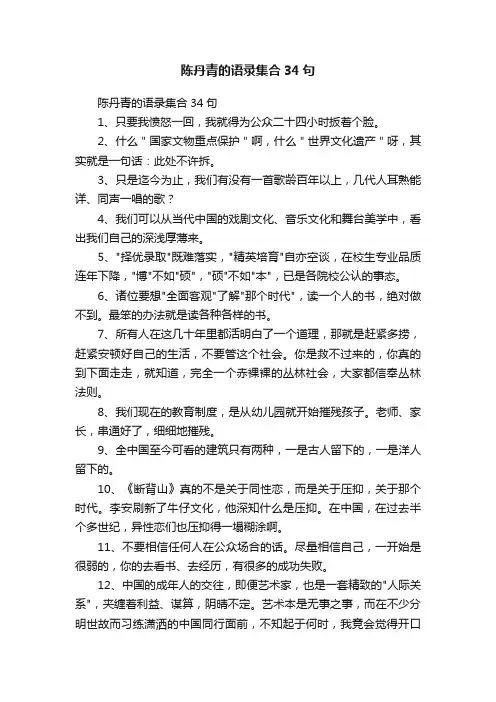陈丹青的语录集合34句