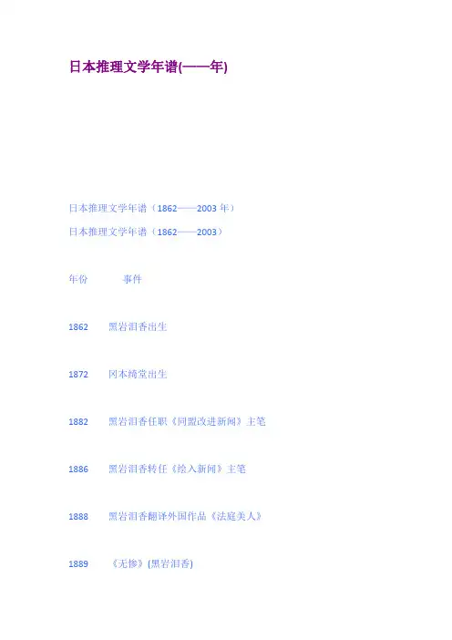 日本推理文学年谱年