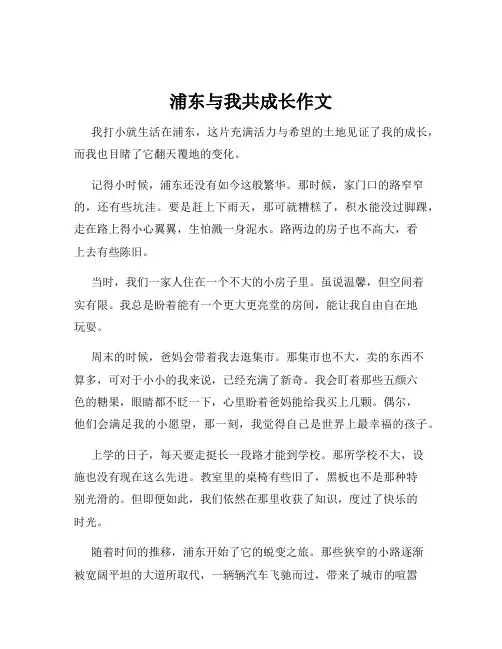 浦东与我共成长作文