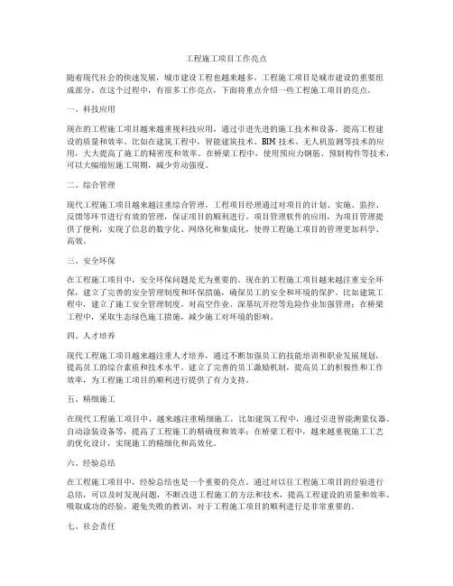 工程施工项目工作亮点
