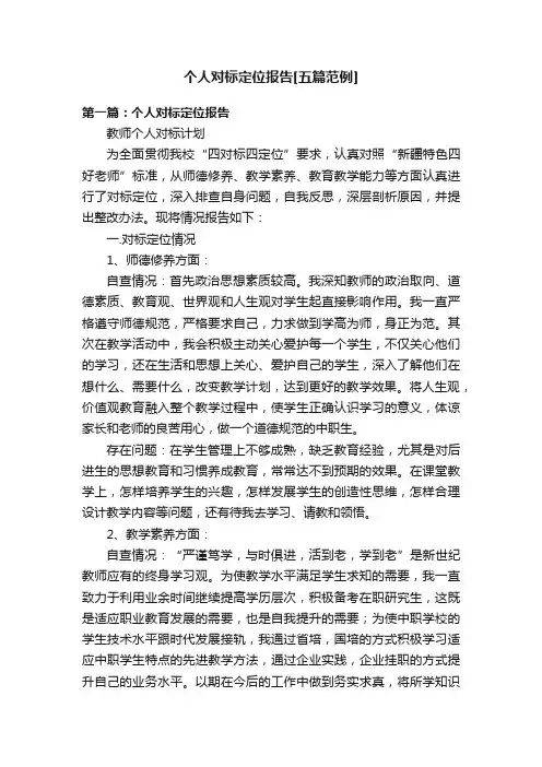 个人对标定位报告[五篇范例]