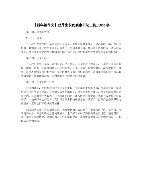 【四年级作文】豆芽生长的观察日记三则_1000字