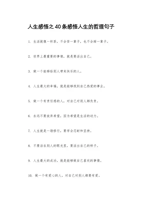 人生感悟之40条感悟人生的哲理句子
