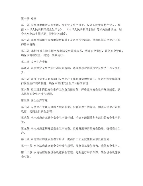 水电站安全标准化管理制度
