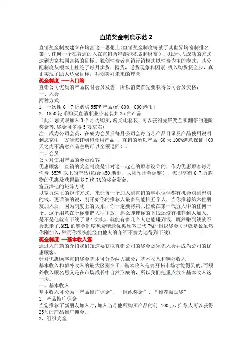 直销奖金制度示范2
