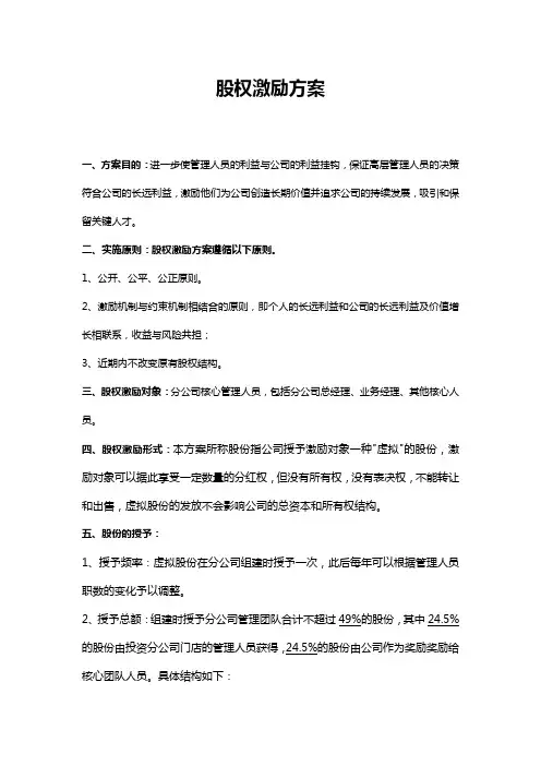 零售连锁企业股权激励实施方案-完整版