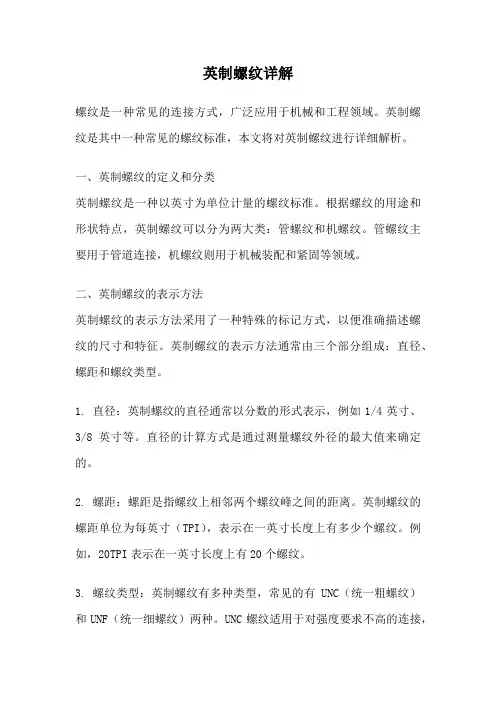 英制螺纹详解