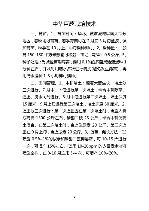 中华巨葱栽培技术