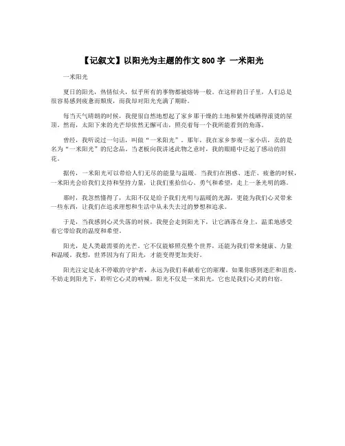 【记叙文】以阳光为主题的作文800字 一米阳光