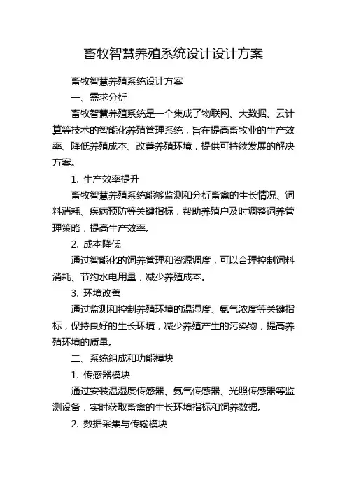 畜牧智慧养殖系统设计设计方案
