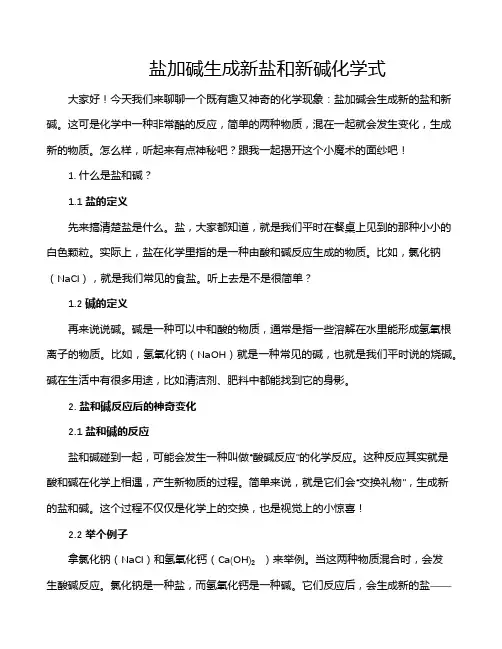 盐加碱生成新盐和新碱化学式