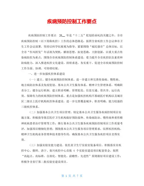 疾病预防控制工作要点