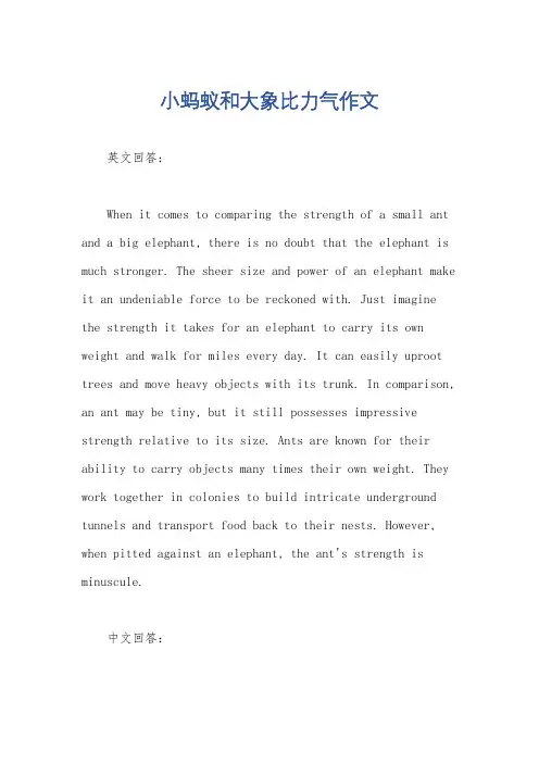 小蚂蚁和大象比力气作文