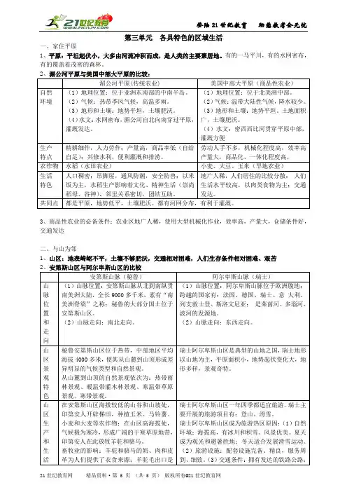 第三单元   各具特色的区域生活