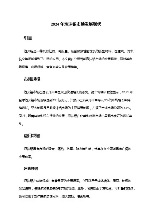 2024年泡沫铝市场发展现状
