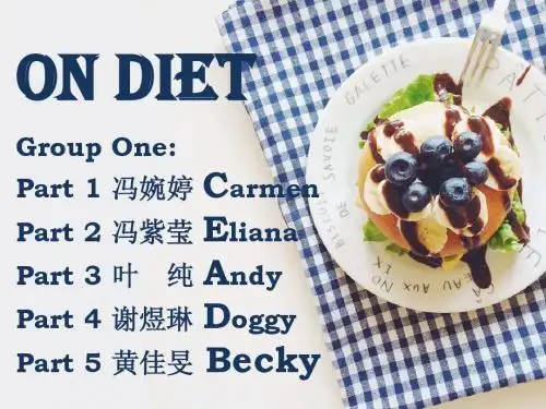 英语小组课堂展示 口语练习 on diet 节食