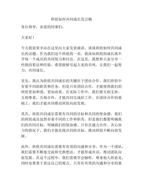 班组如何共同成长发言稿