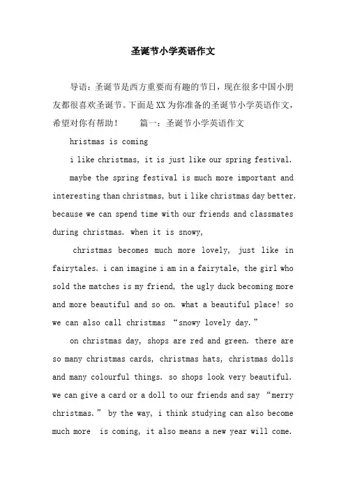 圣诞节小学英语作文
