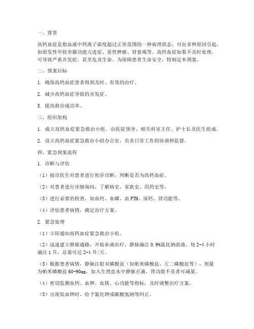 高钙血症紧急预案