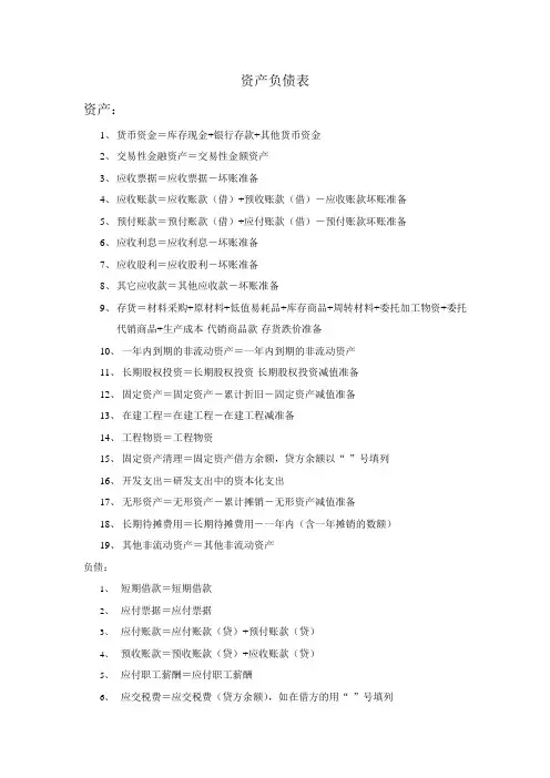 财务报表编制方法汇总