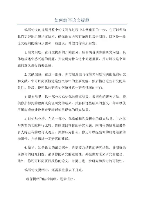 如何编写论文提纲