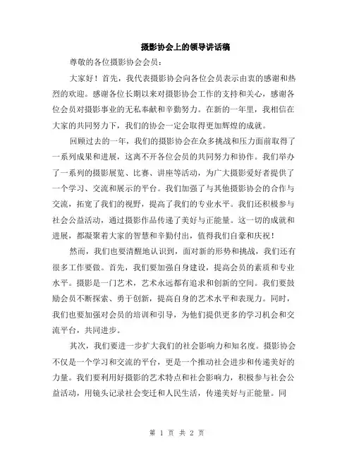 摄影协会上的领导讲话稿