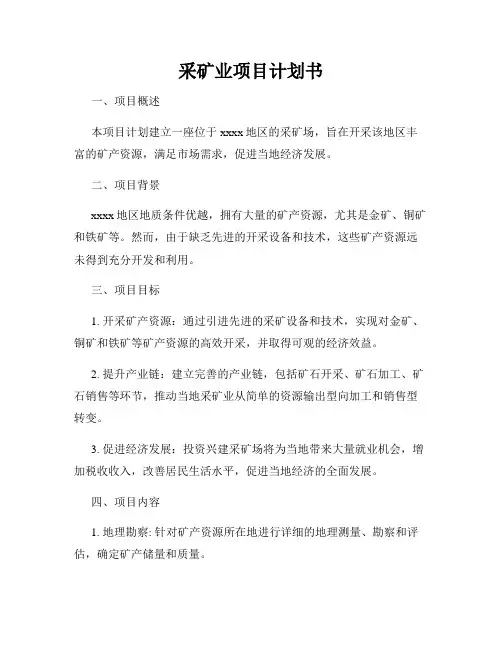 采矿业项目计划书