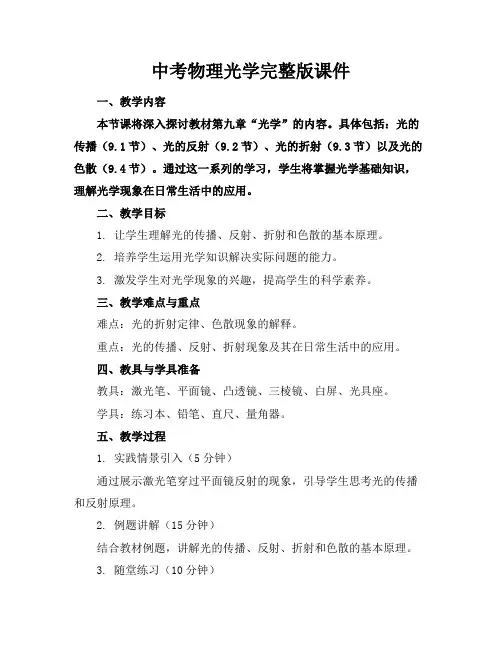中考物理光学完整版课件